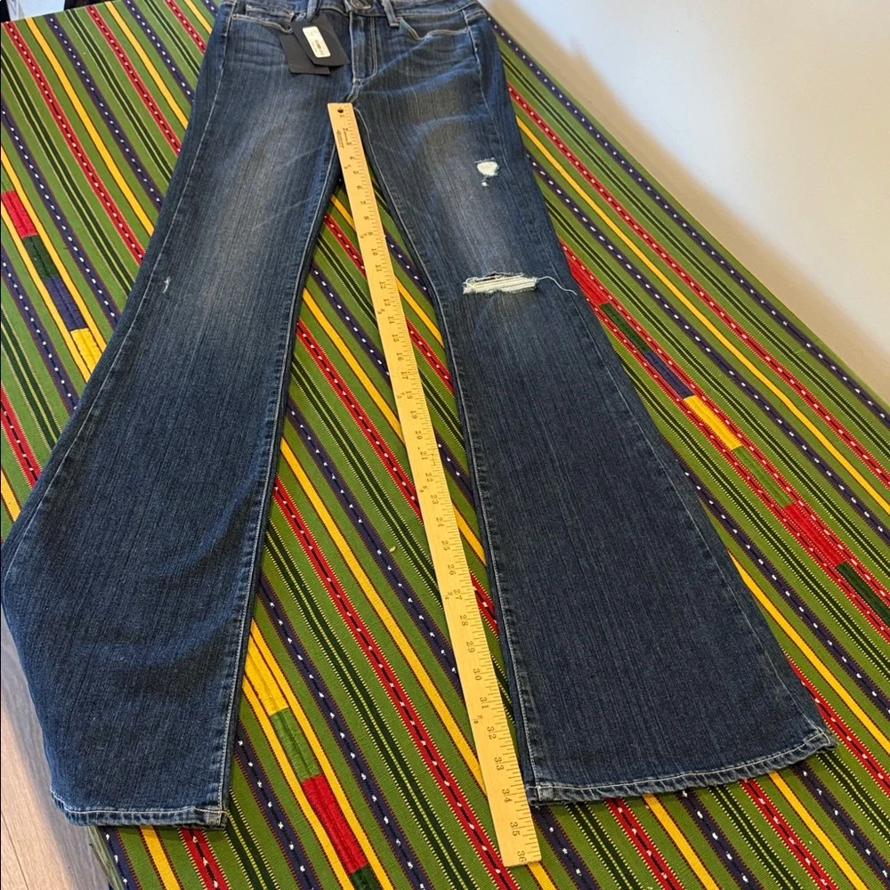 PAIGE High Rise Bell Canyon Flare Jeans Silas Destructed Size 27